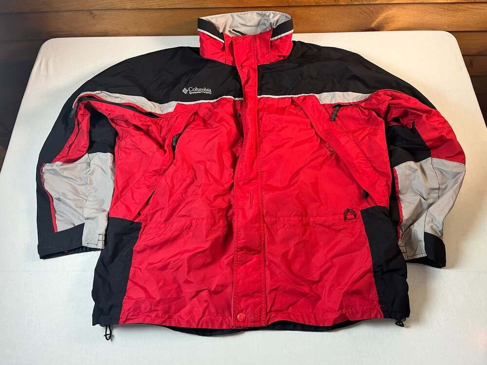 Columbia Interchange Jacket XL Men's Core Red Black Ski Winter Coat Vtg 2001